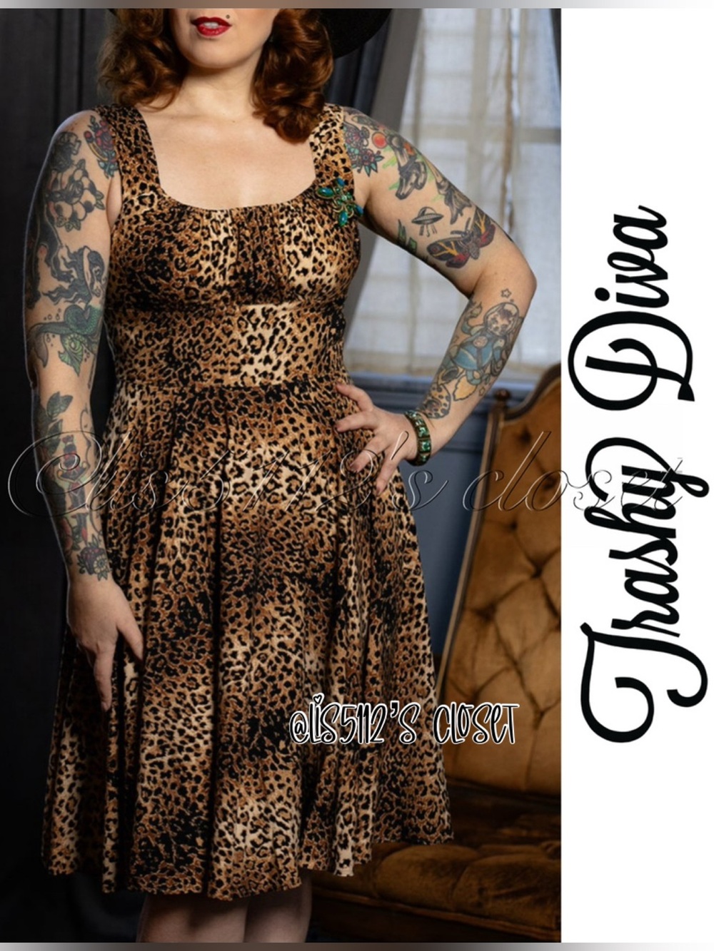 Trashy Diva Norma Jean Leopard Print Swing Dress Size 20